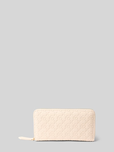 VALENTINO BAGS Portemonnee met all-over reliëflogo, model 'Samba' Ecru - 1