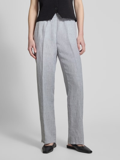 Brax Straight leg linnen broek met strikceintuur, model 'STYLE.FARINA' Lichtgrijs - 4