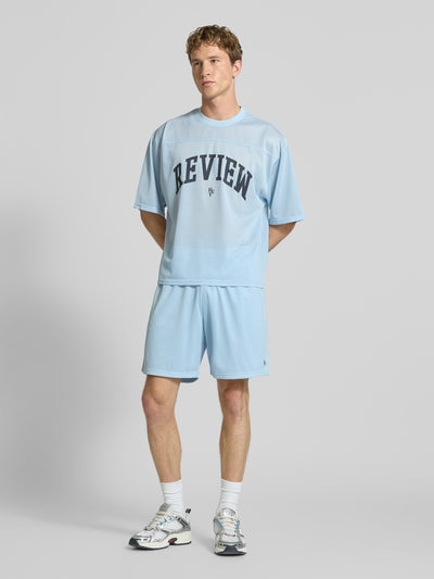 REVIEW T-Shirt aus Mesh mit Logo-Print Hellblau 1