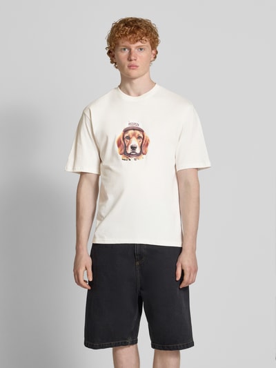 REVIEW T-Shirt mit Label-Print Offwhite 4