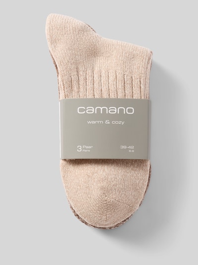 Produktfoto, Warme Socken im 3er-Pack von camano, beige, weiche Textur, elastischer Bund, körpernahe Passform, Material-Mix mit Stretch-Anteil