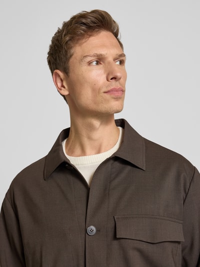 ANNARR Relaxed Fit Hemdjacke mit Brusttasche Modell 'KARL' Dunkelbraun 3