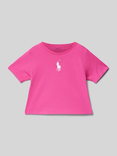 Polo Ralph Lauren Kids T-Shirt mit geripptem Rundhalsausschnitt Pink 1