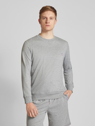 HOM Sweatshirt mit Label-Stitching Mittelgrau Melange 4