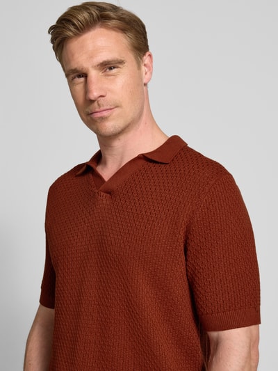 MCNEAL Regular Fit Strickpolo mit Strukturmuster Dunkelrot 3