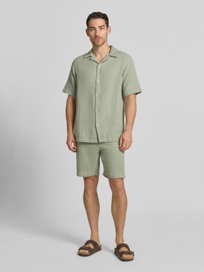 Lindbergh Relaxed Fit Freizeithemd mit Strukturmuster Oliv 1