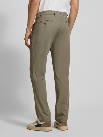 Christian Berg Men Straight fit stoffen broek van viscosemix Kaki gemêleerd - 5
