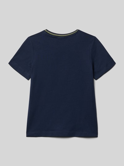 Produktfoto, Regular Fit T-Shirt aus reiner Baumwolle von s.Oliver RED LABEL in Dunkelblau, unifarben, kurzarm, Jersey, Rückseite sichtbar
