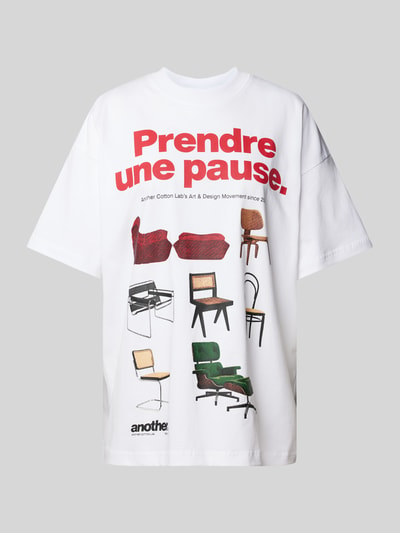 ANOTHER COTTON LAB Oversized T-Shirt mit Label-Print Modell 'Prendre Une Pause' Weiss 2