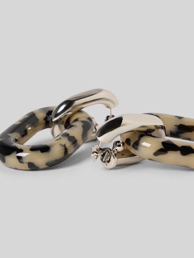 Produktfoto, Ohrringe mit Steckverschluss von Rabanne, Metallic-Optik, Gliederketten-Stil, beige-schwarz gemustert, Länge 7 cm