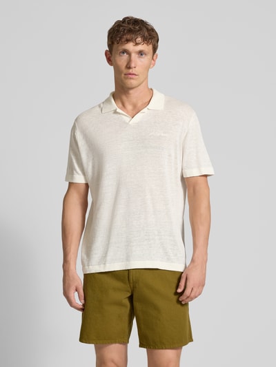 Les Deux Regular Fit Poloshirt aus Leinen-Baumwoll-Mix Modell 'Emmanuel' Offwhite 4