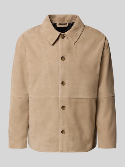 Selected Homme Regular Fit Lederjacke mit Umlegekragen Modell 'RORY' Sand 2
