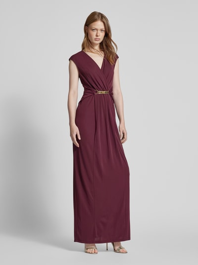 Lauren Ralph Lauren Abendkleid mit Taillengürtel Modell 'PAHJA' Bordeaux 1