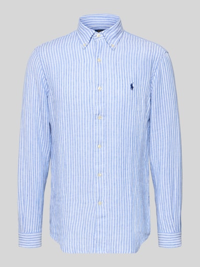 Productfoto, Regular Fit Freizeithemd aus reinem Leinen van Polo Ralph Lauren met blauw-witte strepen, pure linnen, button-down kraag