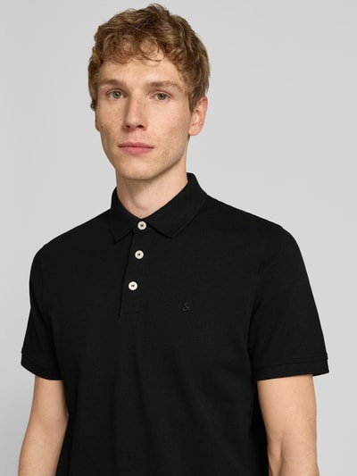 Jack & Jones Regular fit poloshirt met labelstitching, model 'PAULOS' Zwart - 3
