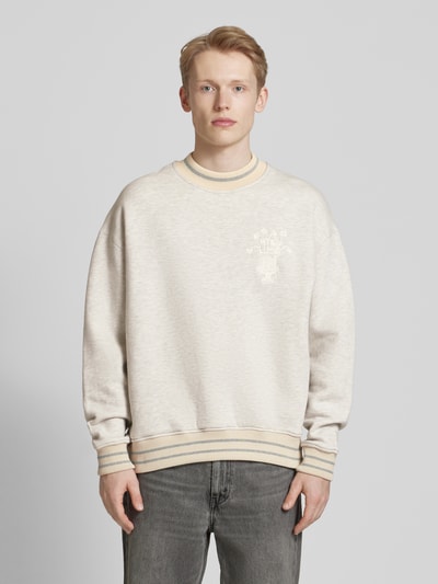 BLKVIS Gebreide pullover met motiefstitching, model 'VASO' Lichtgrijs gemêleerd - 4