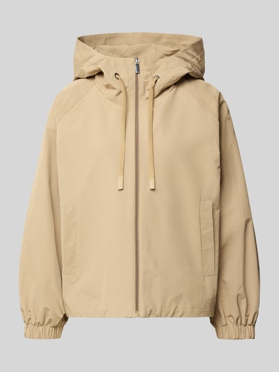 Produktfoto, Relaxed Fit Regenjacke mit Baumwoll-Anteil Modell 'ROMANA' von Weekend Max Mara, Optik: unifarben, wasserabweisend, Kapuze mit Tunnelzug, Logo-Patch, Langarm mit elastischem Abschluss, Tunnelzug innen im Saum, seitliche Eingrifftaschen.