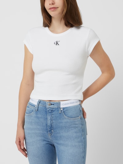 Calvin Klein Jeans T-Shirt mit Webstruktur  Weiss 4