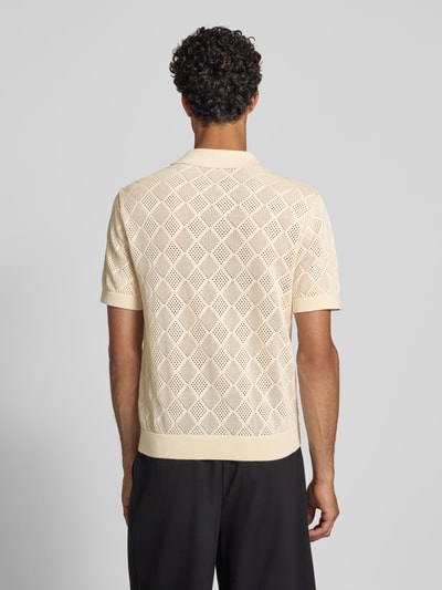 REVIEW Regular fit gebreid overhemd met doorlopende ritssluiting Ecru - 5