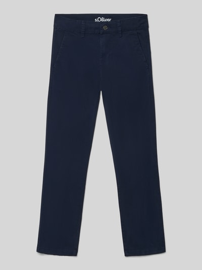 Produktfoto, granatowa Regular Fit Chino aus Baumwoll-Mix Modell 'PETE' od s.Oliver RED LABEL, prosty krój, bawełniana struktura