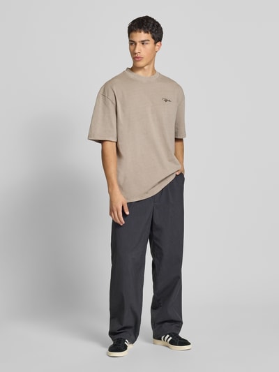 Pegador Oversized T-shirt met labelstitching, model 'Signar' Steengrijs - 1