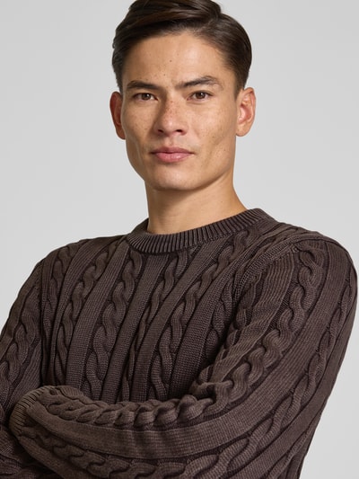 MCNEAL Gebreide pullover met ribboorden Chocoladebruin - 3