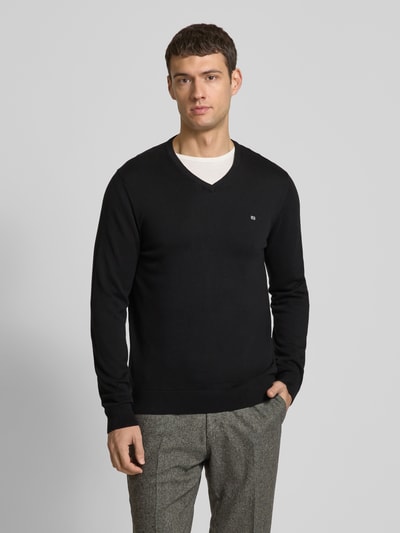 Christian Berg Men Strickpullover mit Label-Stitching Black 4