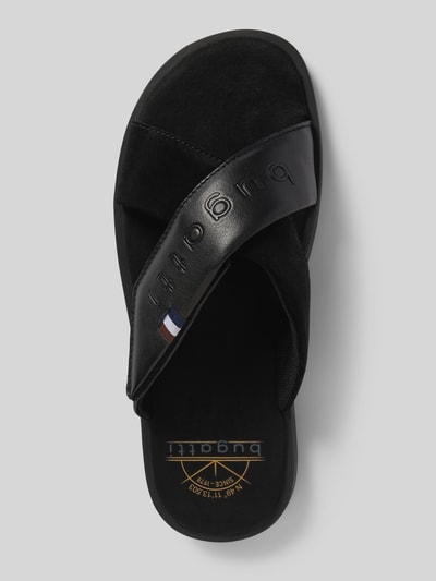 bugatti Leren sandalen met labelopschrift, model 'Derek' Zwart - 3