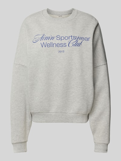 AIMN Sweatshirt mit Label- und Statement-Print Modell 'Wellness' Hellgrau Melange 2