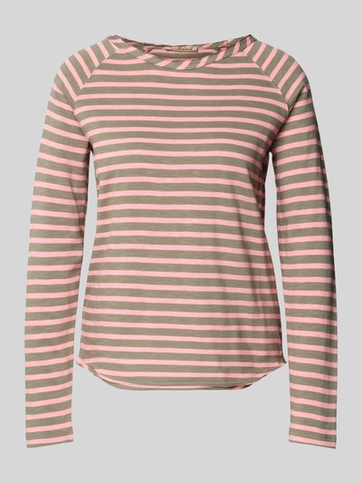 Produktfoto, Longsleeve mit Rundhalsausschnitt von Smith and Soul z bawełny organicznej, regular fit, różowo-zielone paski, długość pleców 57 cm dla S