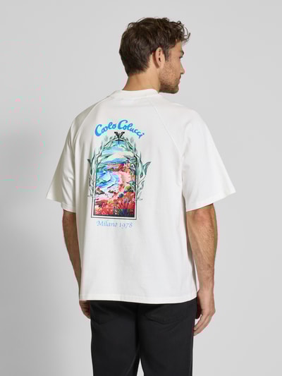 CARLO COLUCCI Oversized T-Shirt mit Label-Print Offwhite 5