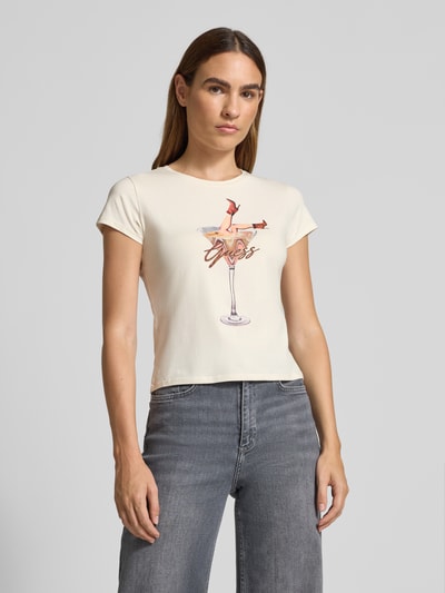 Guess T-shirt z nadrukiem z motywem z logo Biały 4