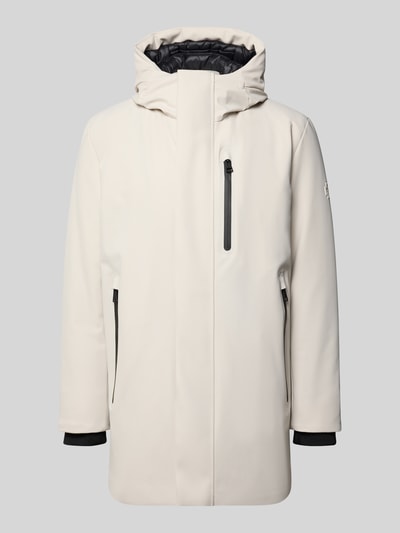Produktfoto, cremefarbener Regular Fit Parka mit Stehkragen Modell 'FLEX CROSS PARKA' von Strellson, Herren Parka von Strellson, glatte Oberfläche