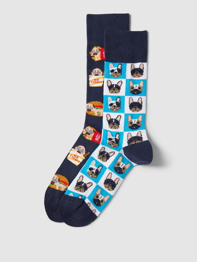 Christian Berg Men Socken mit Motiv-Print im 2er-Pack Marine 1