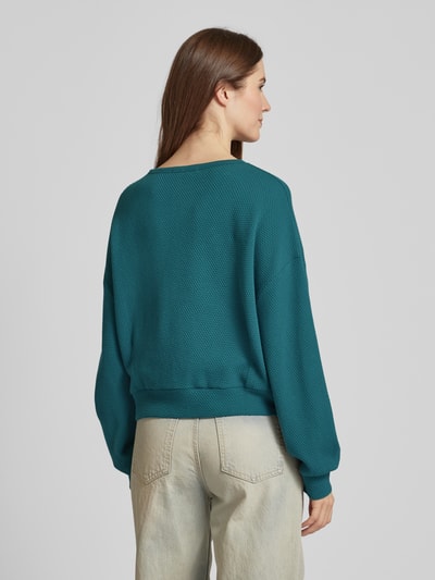 QS Oversized Sweatshirt mit Strukturmuster Modell 'Bubble' Petrol 5