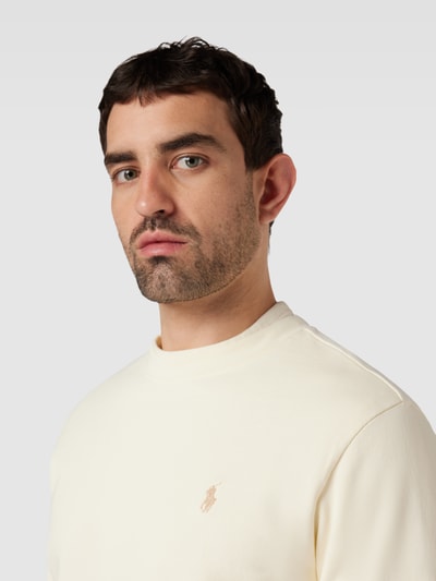 Polo Ralph Lauren Sweatshirt in effen design met labelstitching Zand - 3