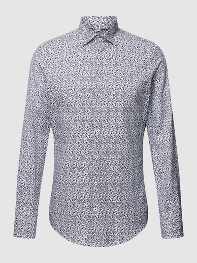 Seidensticker Slim Fit Business-Hemd mit Allover-Muster Marine 2