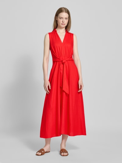 Christian Berg Cocktail Getailleerde cocktailjurk van een mix van linnen en viscose Rood gemêleerd - 4