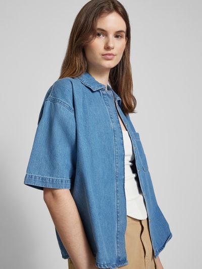 Noisy May Jeansblouse met platte kraag, model 'ELINE' Jeansblauw - 3