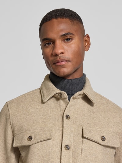 Lerros Overhemdjack met knoopsluiting Zand - 3