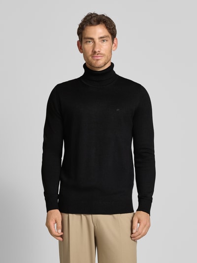 Christian Berg Men Slim fit pullover van een mix van katoen en wol  Zwart - 4