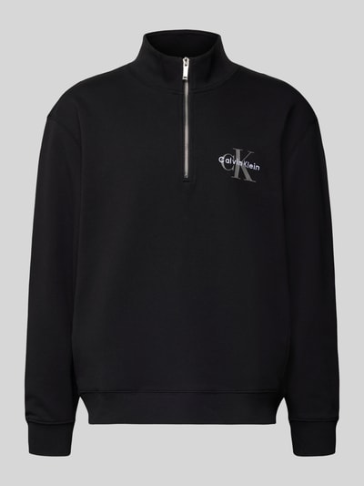 Calvin Klein Jeans Regular fit sweatshirt met logostitching, model 'Terry' Zwart - 2