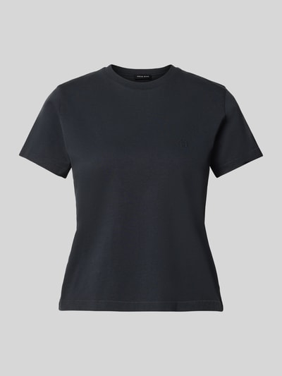Produktfoto, Regular Fit T-Shirt mit Logo-Stitching von Anine Bing aus reiner Baumwolle in Schwarz, Rundhalsausschnitt, kurzärmelig, Rückenlänge 52 cm bei Größe S