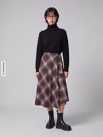 Weekend Max Mara Maxi-Rock mit asymmetrischem Saum Modell 'D-ROCK' Mittelbraun 1