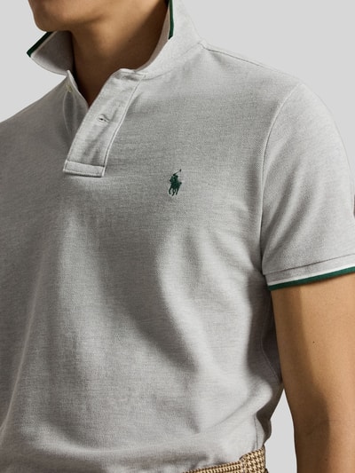 Polo Ralph Lauren Regular Fit Poloshirt aus reiner Baumwolle mit Kontraststreifen Hellgrau 3