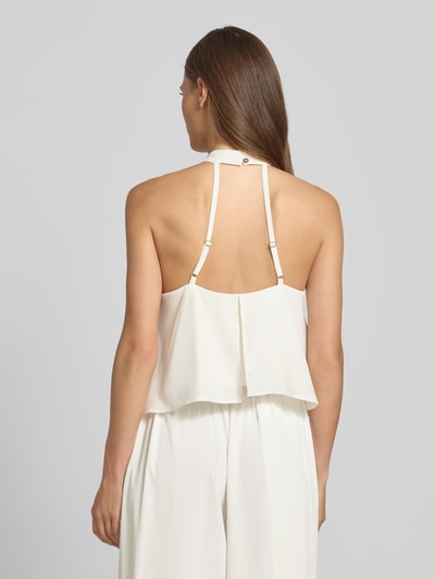 Rinascimento Neckholder-Cocktailshirt mit Applikation Weiss 5