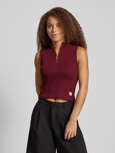 Calvin Klein Jeans Top mit Stehkragen und Reißverschluss Bordeaux 4