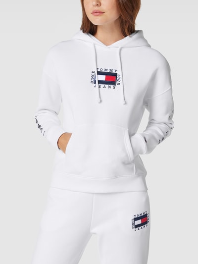 Tommy Jeans Bluza z kapturem z napisem z logo Biały 4