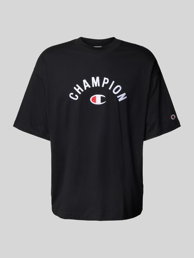 CHAMPION T-shirt o kroju relaxed fit z wyhaftowanym logo Czarny 2