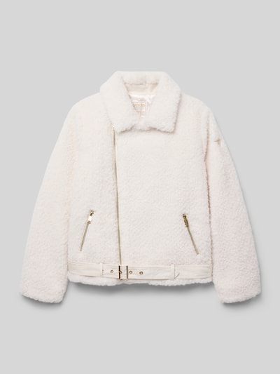 Guess Regular fit jack met imitatiebont Ecru - 1